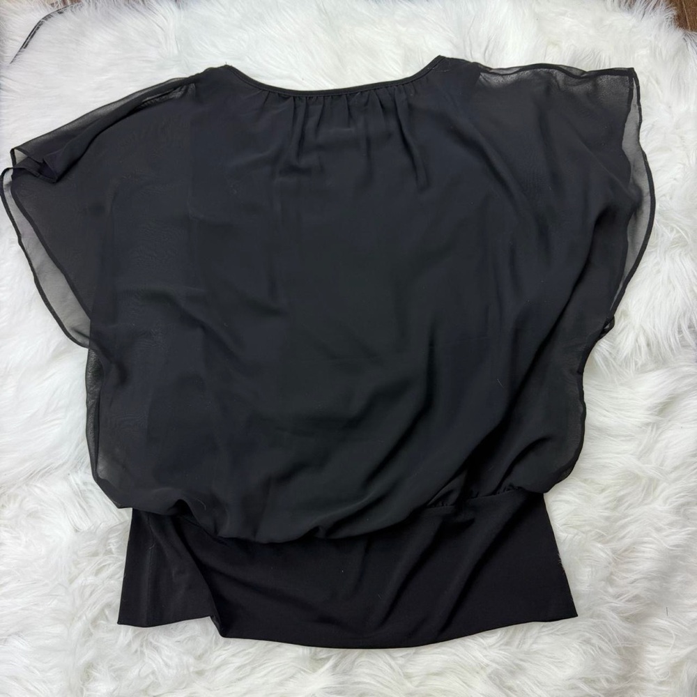 JM Collection Black Chiffon Blouse - Picture 2 of 4